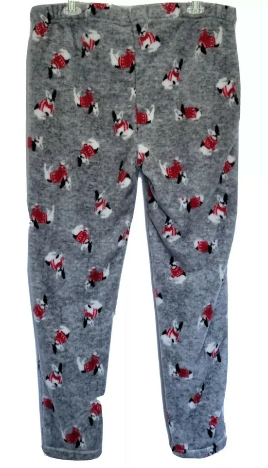 Pantalones de pijama Dearfoams para mujer talla XL Bulldogs franceses invierno suave felpa gris  Foto 2 de 4