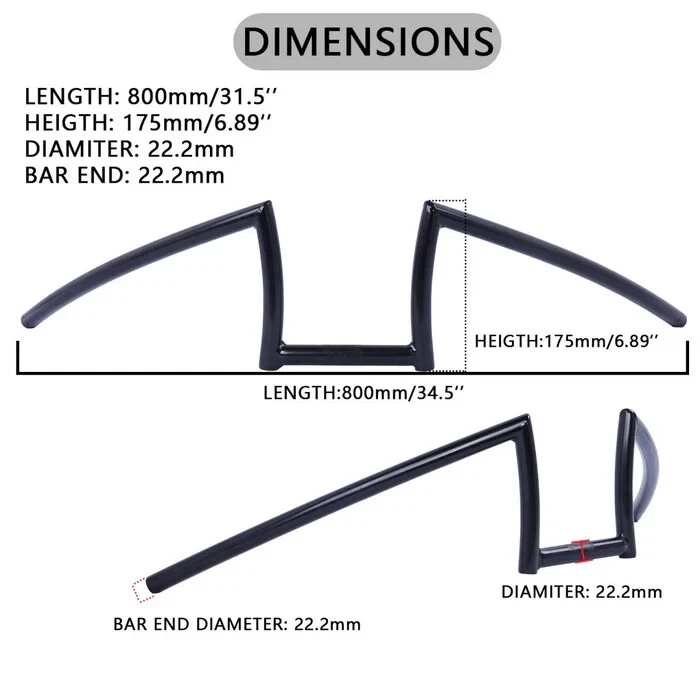 W Shape Type Steel Handlebar Vintage Lowrider Chopper Style Replacement DIY - Image 3 of 4