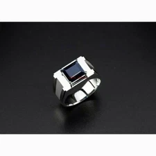 Natural Black Onyx Gemstone with 925 Sterling Silver Ring for Men's #1139
