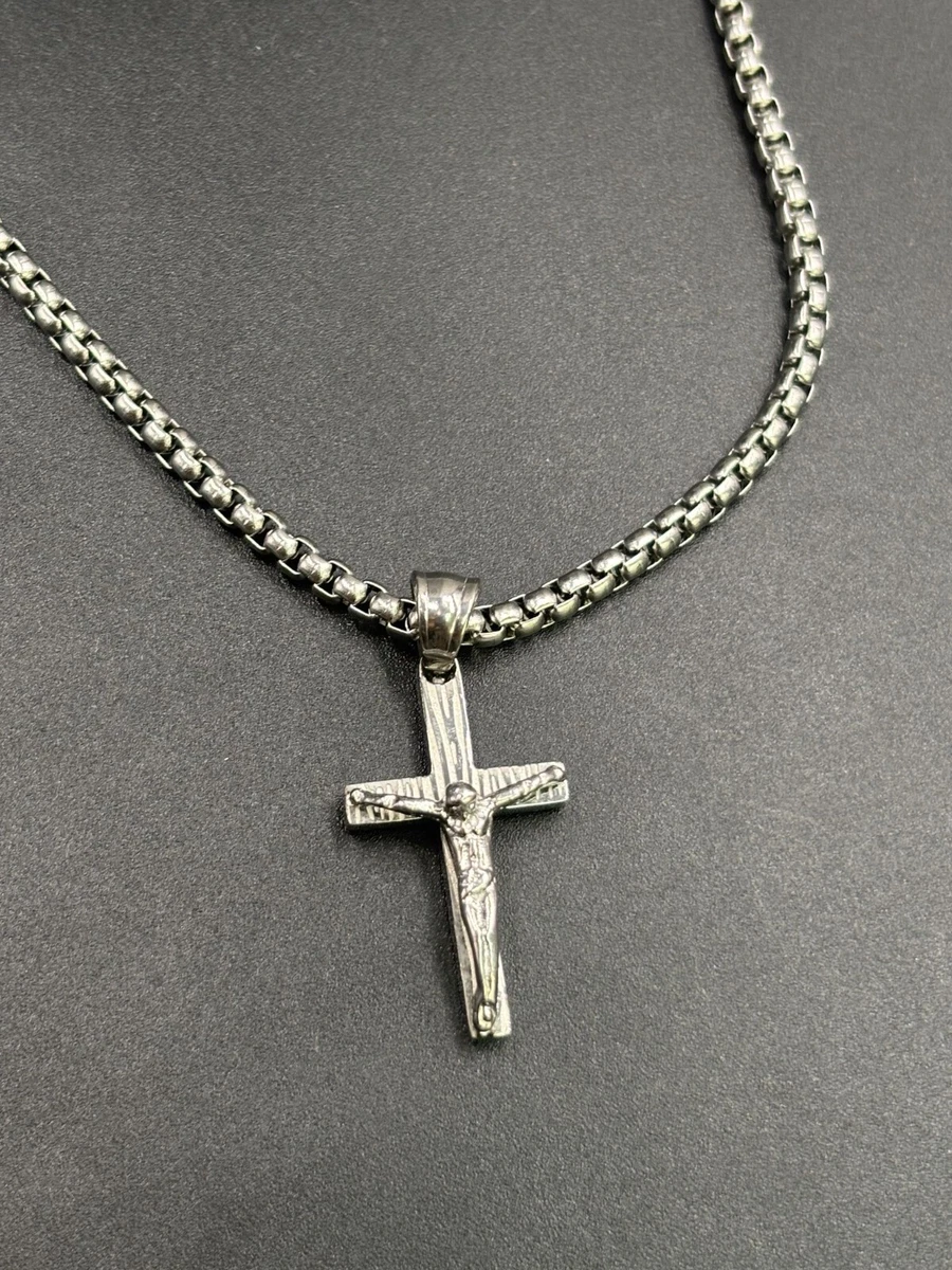 Eigso Collane A Croce In Acciaio Inox Per Uomo E Donna – Ciondolo Lucido, Catena 45 Cm, Impermeabile, Confezione Regalo - 3