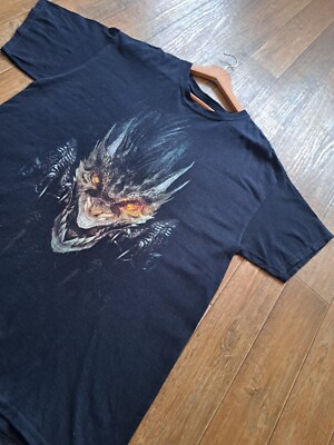 Vintage Gildan T Shirt Herren L Bedruckt Schwarz Normal Fit retro 90s style