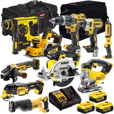 Dewalt 18V 10 Piece Power Tool Kit with 3 x 5.0Ah Battery Charger & Bag DEWKIT4M