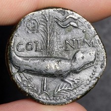 Augustus Agrippa Crocodile Dupondius 20BC Ancient Roman Empire Bronze Coin