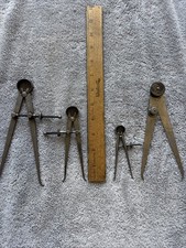 Vintage Lot of 4 Starrett & Lufkin Calipers โ 3 Inside & 1 Outside Made in USA