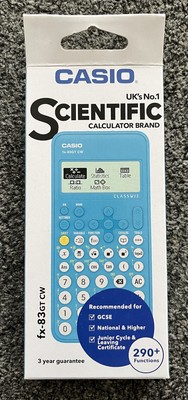 Casio wissenschaftlicher Taschenrechner Schule GCSE schwarz FX-83GT CW neu aktualisiert blau