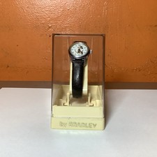 Mickey Mouse Wrist Watch Black Band Vintage 1970s Bradley Walt Disney NOS NEW