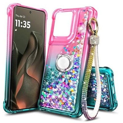 Compatible with Motorola Edge-2025 Case | Bling Motorola Edge 2025 Pink/Aqua