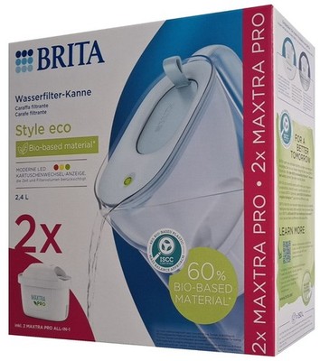 BRITA Style eco Wasserfilter Filter  Gletscherblau 2,4L inkl. 2x Maxtra Pro