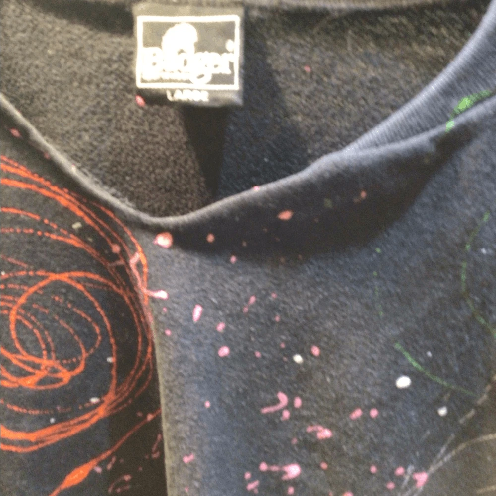 BALENCIAGA NUOVO! Felpa Vintage Spinning Planets Nera e Multicolore Grafica