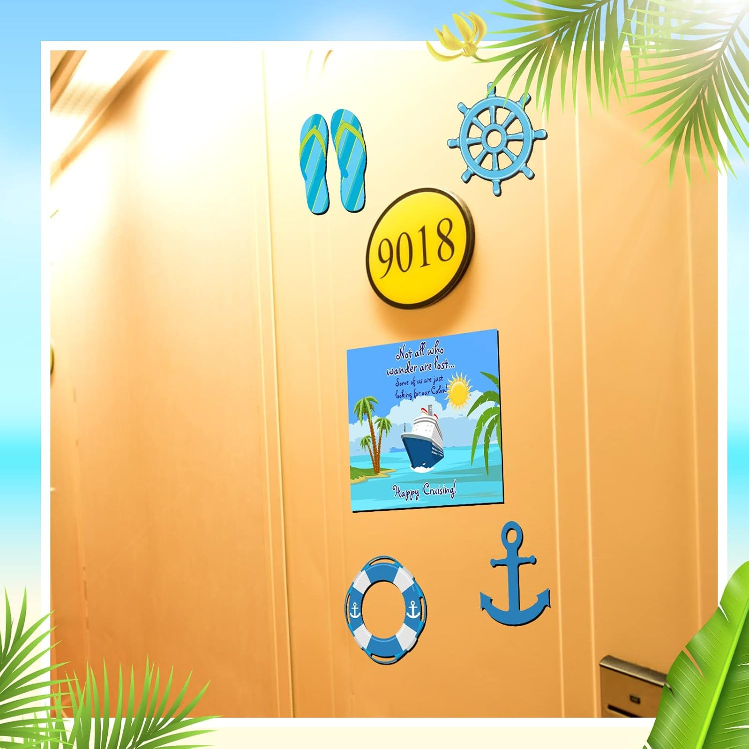 Kanayu 6 Pcs Cabin Cruise Door Decorations Magnetic Large Ship Decorations Magne