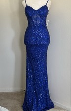 Windsor Rosalia Sweetheart Mermaid Sequin Blue Formal Dress, Size XS