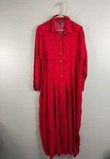 J.Crew Drapey Pleated Bow Print Red Shirtdress Womans Size 18 Cute Preppy
