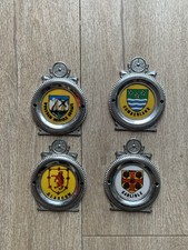 Vintage Set Of Four Car Grill Badges Glasgow, Cumberland, Carlisle & Norfolk 