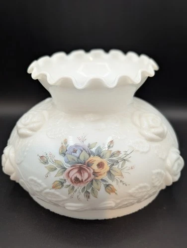 Vintage Milk Glass Hurricane/ Aladdin Lamp Shade 7" Fitter Good Cond. SEE PICS