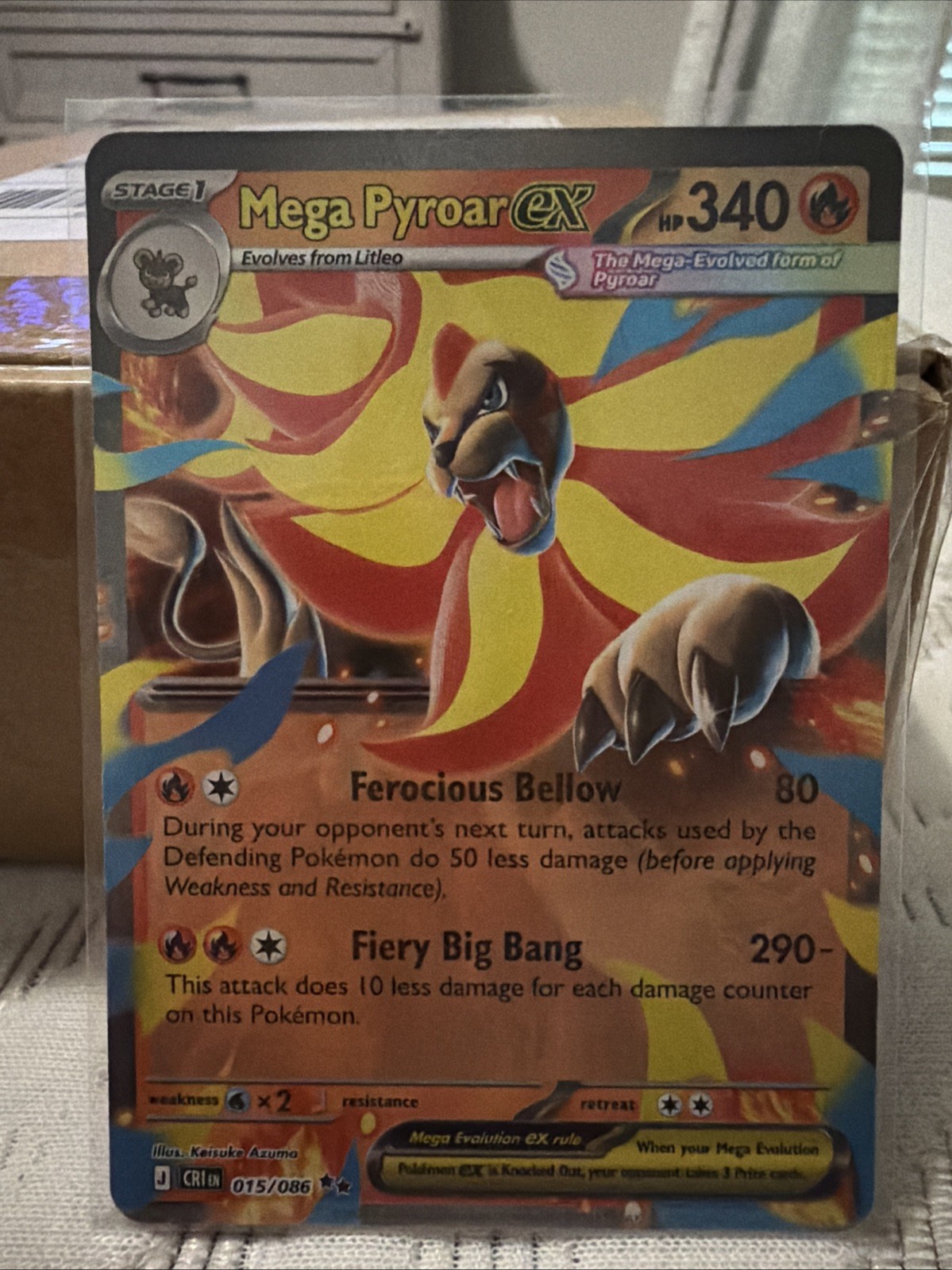 Double Rare Mega Pyroar ex #15/86 Full Holo Pokémon TCG Chaos Rising NM