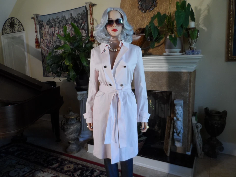 Nueva gabardina de sarga de algodón rosa rubor Escada talla DE 36- US 6 Foto 3 de 4