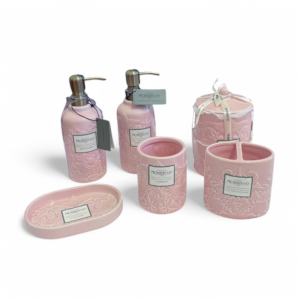 William Morris & Co. Bathroom Vanity Full Set 6pc Pink Ceramic
