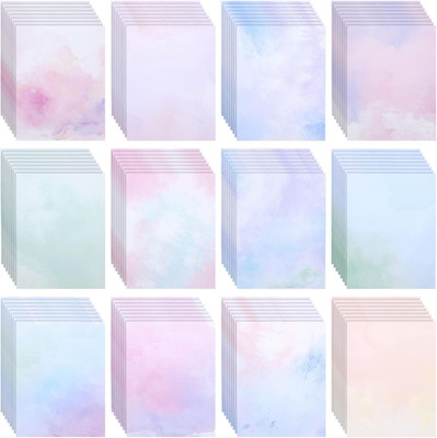 Scrapbook Paper - 96 Double-Sided Sheets, 8.5 X 11 in - Pastel Watercolor Printe