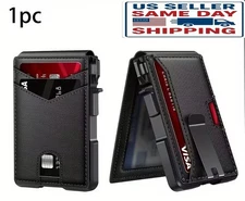 Slim Minimalist Wallet with Cash Clip, Pop Up Cards ID Holder RFID Blocker - US