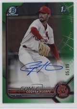 2022 Bowman Draft Chrome Pick Green Refractor 5/99 Cooper Hjerpe Auto 5h0