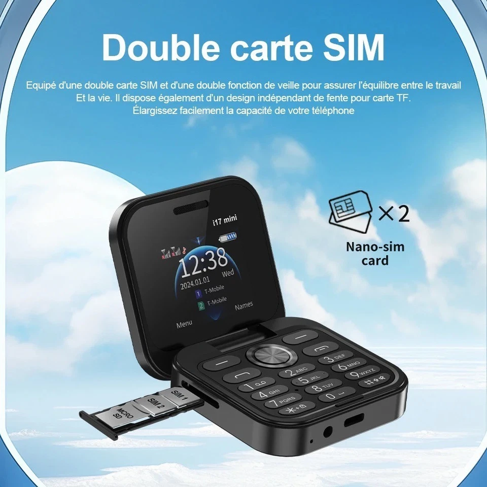 Téléphone Portable SERVO I17 Mini Clapet Double SIM Radio Lampe Poche Débloqué2G - Photo 4/4