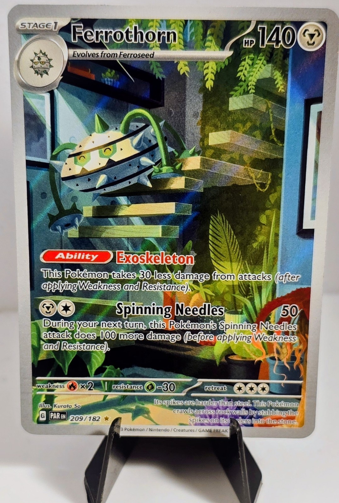 Pokemon TCG: Ferrothorn 209/182 SV04 Paradox Rift Illustration Rare Holo EN