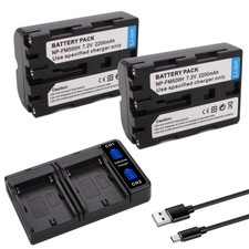 2 Pack NP-FM50 Battery with Charger for Sony NP-FM30 NP-FM51 NP-QM50 NP-QM51