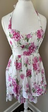 Floral Halter Tiered Mini Dress XS Garden Party Coquette Cottagecore Fairycore