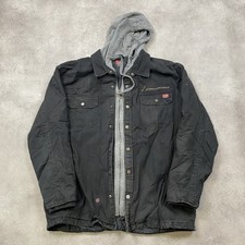 Wrangler Field Jacket Mens XL Hooded Canvas Workwear Chore Coat, Black