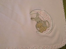 Vintage Baby Blanket Carter's Pink Moon Dog Bunny If They Could Stay Little
