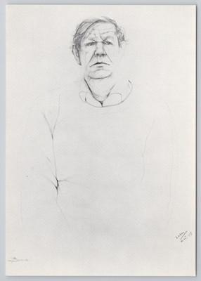 Vintage Postcard Poet Wystan Hugh Auden Drawing by Don Bachardy W.H. Auden