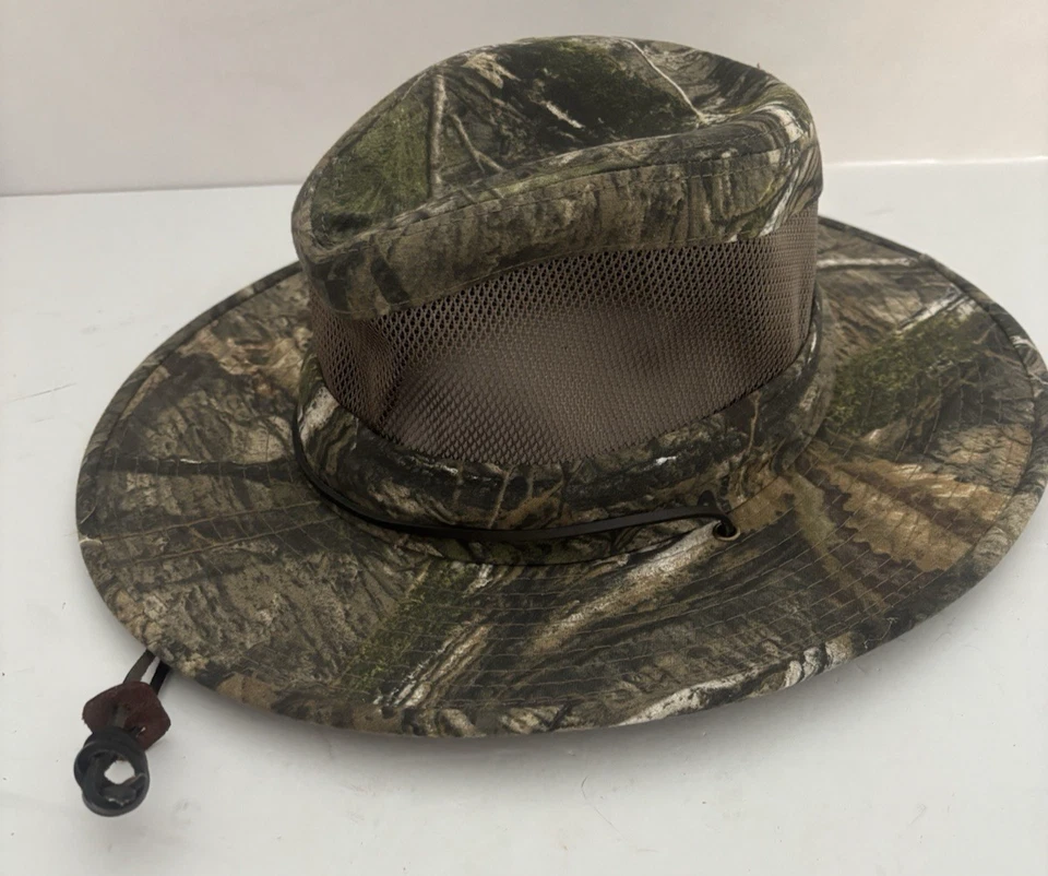 Sombrero con cordón de malla camuflada de roble musgo ala larga al aire libre senderismo/caza/safari/sol Foto 4 de 4