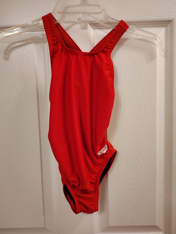 Speedo Girls Red One Piece Swim Suit Size 8 