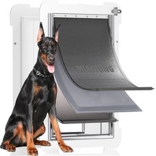 Extra Large Dog Door 3 Flap Insulated Metal Frame Lock Panel 220 lb XL, LU