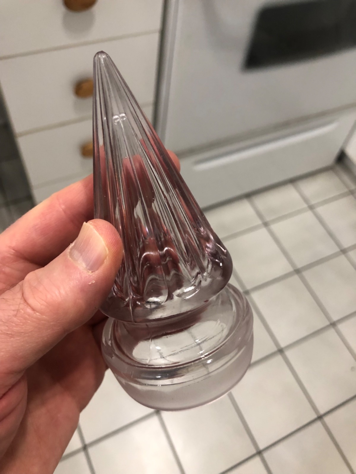 VINTAGE MINTY CRISP c1900 13 1/2” “BANJO” GROUND TO FIT APOTHECARY CANDY JAR