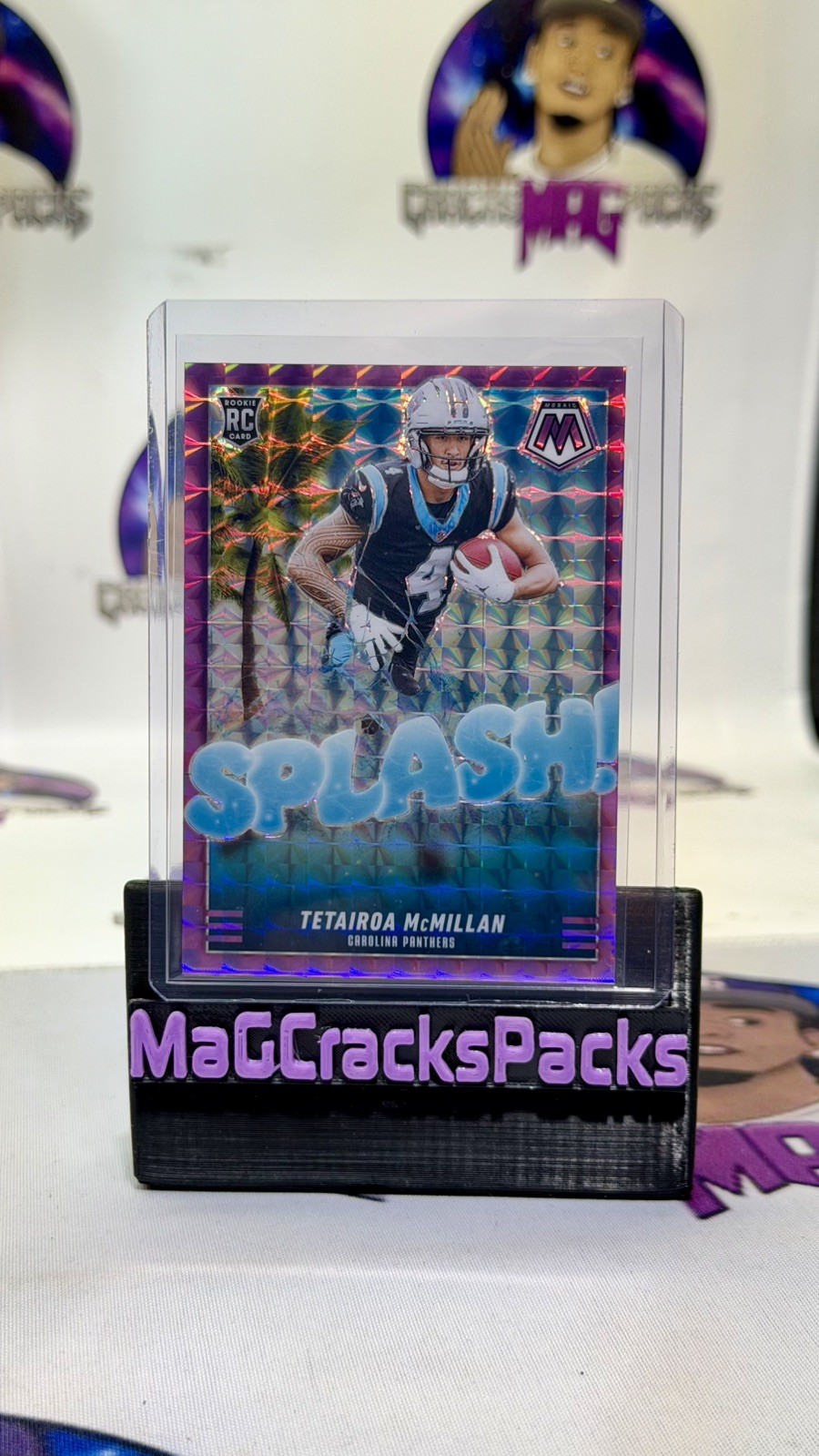 2025 Panini Mosaic 18 Tetairoa McMillan Splash Purple Mosaic /49 RC