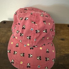 Vintage Disney Mickey Mouse Kids Pink Print 90s Elastic Back Hat - USA MADE