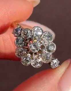 Edwardian Diamond Ring. Diamond Daisy. Diamond Flower. Antique Diamond Cluster