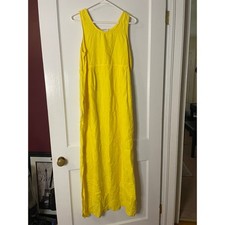 Bowman New York Yellow Linen Maxi Dress Sleeveless Summer Casual Small