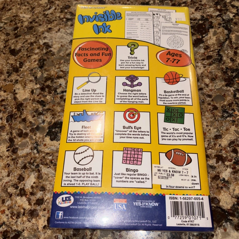 Invisible Ink Yes  Know 7-77 - Paperback By Unknown - Sealed Foto 2 de 2