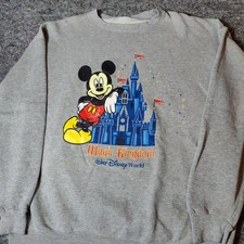 Vintage Walt Disney World Mickey Mouse Magic Kingdom Gray Sweatshirt Mens XL