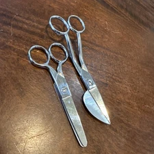 6” Gingher Duckbill Offset Appliqué Scissors Applique & Round Tip LOT 2 Germany