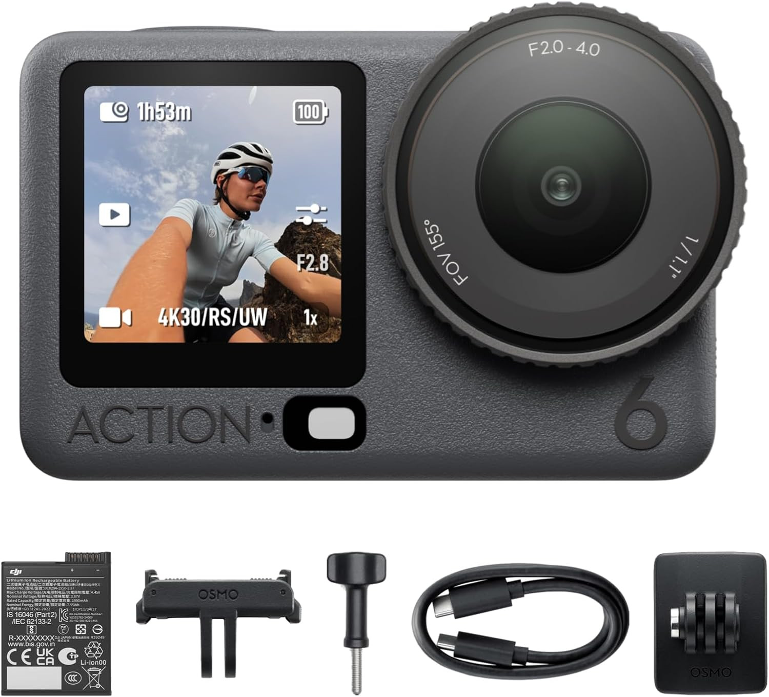Osmo Action 6 Standard Combo, Action Camera with 1/1.1&Prime; Sq