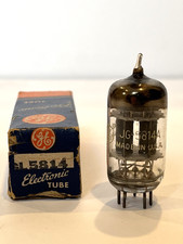 GE 5814 / 12AU7 NOS NIB Black Plate Triple Mica Square Getter Tested Strong USA