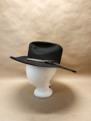 Vintage MHT Cowboy Hat Size 7 Black Western wool USA Master Hatters Of Texas - Picture 4 of 13