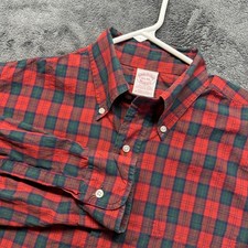 Vintage Brooks Brothers Makers Button Down Mens 15.5 XL Red Plaid Made in USA