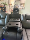 Black Faux Leather 3-Seat Reclining Sofa Console Cup Holders LED Lighting — photo 2