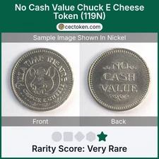 No Cash Value Chuck E Cheese Token (119N) Pizza Time Theatre Nickel 22mm Very Ra