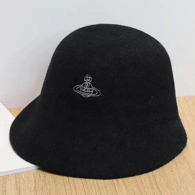Vivienne Westwood Bucket summer Hat Cap Black Orb Embroidery Wool