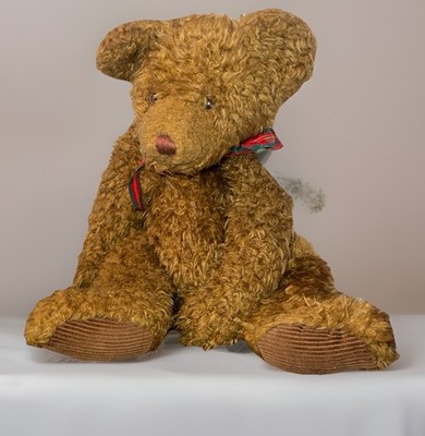 Storybook Time Teddy Bear/ Red Plaid Ribbon/ Weighted Plush Holiday Animal